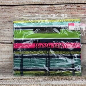 Thirty-One Fold N File Preppy Pop Striped Collapsible Office Organizer 3890 NEW